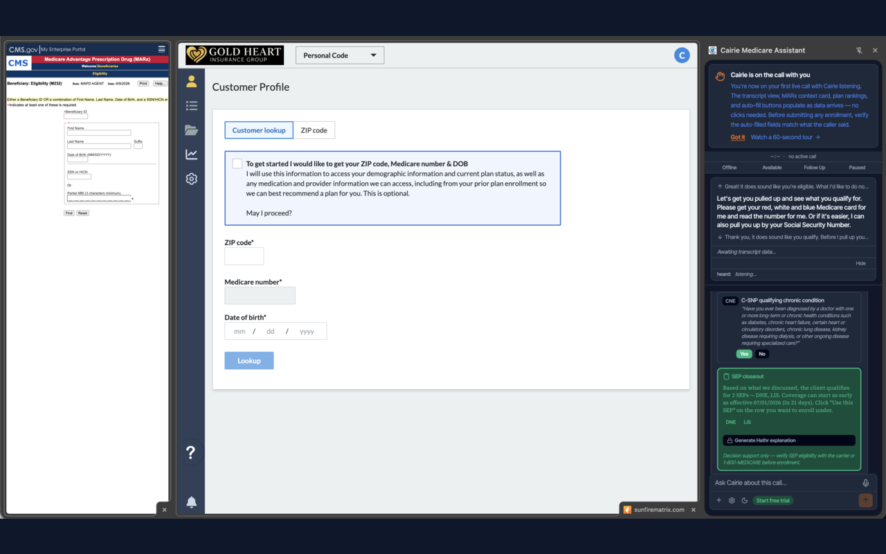 Cairie eligibility and SEP guidance in the Chrome side panel